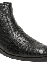 Load image into Gallery viewer, Men&#39;s Croco-Textured Leather Chelsea Boots
