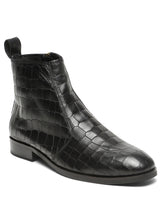 Load image into Gallery viewer, Men&#39;s Croco-Textured Leather Chelsea Boots with Side Zipper
