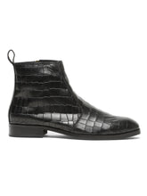 Load image into Gallery viewer, Men&#39;s Croco-Textured Leather Chelsea Boots with Side Zipper
