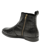 Load image into Gallery viewer, Men&#39;s Croco-Textured Leather Chelsea Boots with Side Zipper
