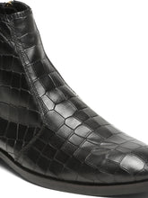 Load image into Gallery viewer, Men&#39;s Croco-Textured Leather Chelsea Boots with Side Zipper
