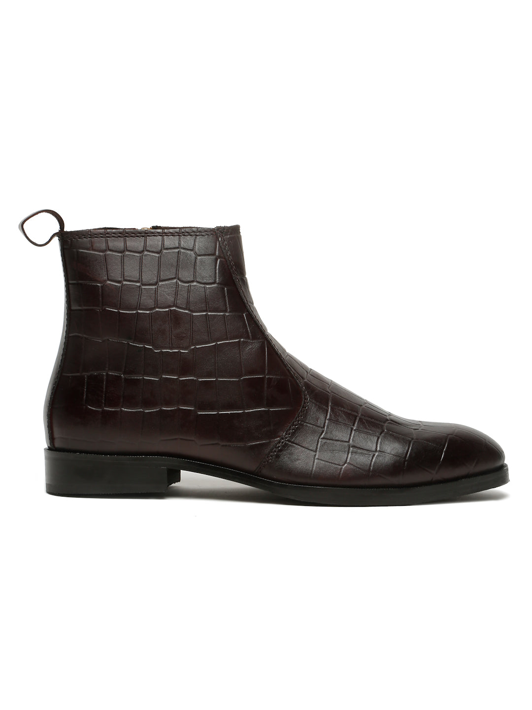 クリスチャンココ Men's Croco-Textured Leather Chelsea Boots with Side Zipper
