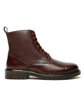 Load image into Gallery viewer, Men's Leather Combat Boots with Side Zipper

