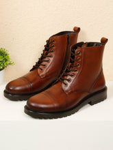 Load image into Gallery viewer, Men's Leather Combat Boots with Side Zipper
