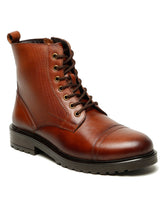 Load image into Gallery viewer, Men's Leather Combat Boots with Side Zipper
