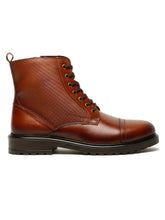 Load image into Gallery viewer, Men's Leather Combat Boots with Side Zipper
