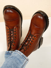 Load image into Gallery viewer, Men's Leather Combat Boots with Side Zipper
