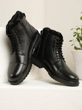 Load image into Gallery viewer, Men’s Leather Dual-Side Combat Boots with Buckle and Zipper
