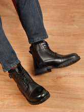 Load image into Gallery viewer, Men’s Leather Dual-Side Combat Boots with Buckle and Zipper
