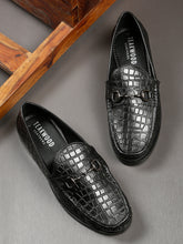 Load image into Gallery viewer, Men’s Croco-Textured Leather Slip-on with Horsebit
