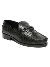 Load image into Gallery viewer, Men’s Croco-Textured Leather Slip-on with Horsebit
