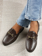 Load image into Gallery viewer, Men’s Croco-Textured Leather Slip-on with Horsebit
