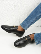 Load image into Gallery viewer, Men’s Leather Loafers with Embellished Bee Detail
