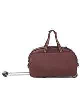 Load image into Gallery viewer, Teakwood Leathers Purple Solid Medium Duffle Trolley Bag
