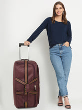Load image into Gallery viewer, Teakwood Leathers Purple Solid Large Duffle Trolley Bag
