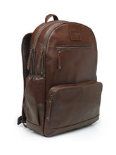 Load image into Gallery viewer, Teakwood Unisex Genuine Leather Brown Solid Backpack||Unisex Laptop Bag/Backpack
