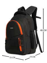 Load image into Gallery viewer, Teakwood Black Unisex Backpack with Multiple Compartments, Adjustable Padded Shoulder Straps &amp; Travel-Friendly Trolley Sleeve for Office, College &amp; Travel
