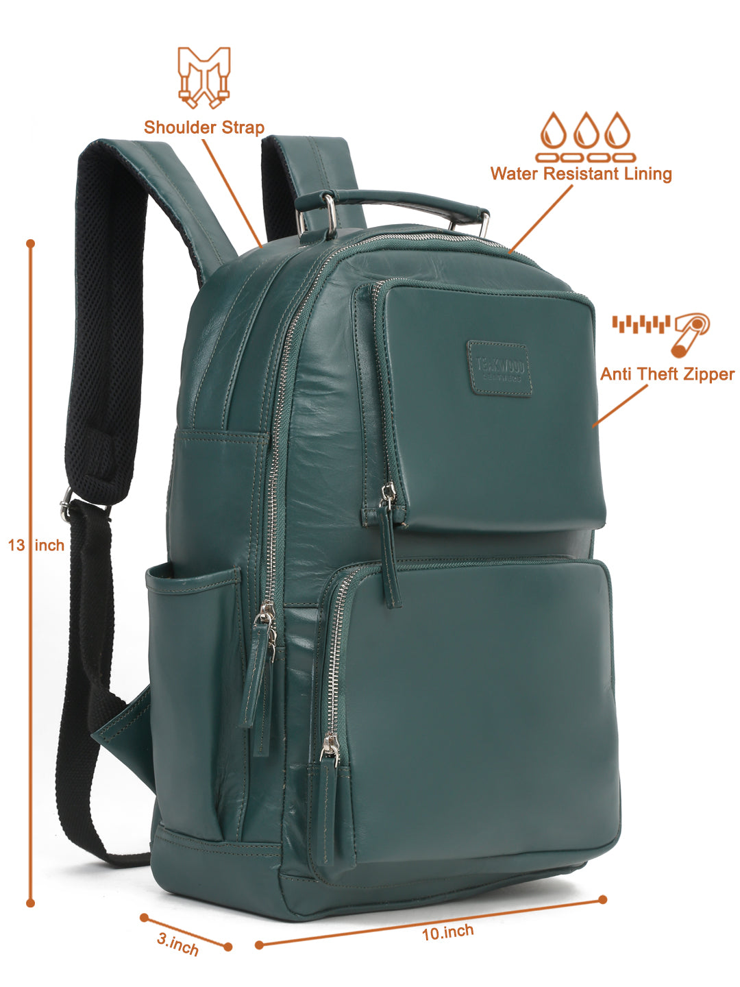 Stylish Green Leather Backpack Trendy Laptop Carrier Teakwood Teakwood Leathers