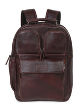 Load image into Gallery viewer, Teakwood Unisex Genuine Leather Dark Brown Solid Backpack||Unisex Laptop Bag/Backpack
