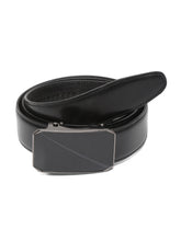 Load image into Gallery viewer, Men Solid Black Leather Auto-Lock Buckle Belt
