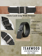 Load image into Gallery viewer, Men Solid Black Leather Auto-Lock Buckle Belt
