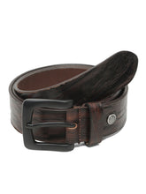 Load image into Gallery viewer, Men's Textured Brown Leather Casual Belt With Black Buckle
