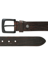 Load image into Gallery viewer, Men's Textured Brown Leather Casual Belt With Black Buckle
