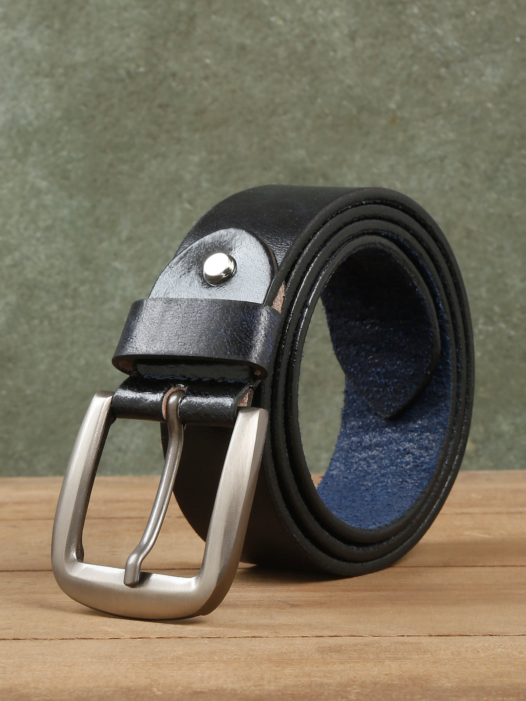 navy blue leather belt