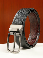Load image into Gallery viewer, Men's Texture Finish Black &amp; Brown Leather Reversiable Belt
