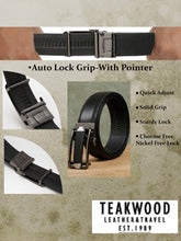 Load image into Gallery viewer, Men Texture Black Leather Auto-Lock Buckle Belt
