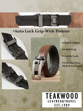 Load image into Gallery viewer, Men Brown Texture Leather Auto-Lock Buckle Belt
