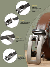Load image into Gallery viewer, Men Brown Texture Leather Auto-Lock Buckle Belt
