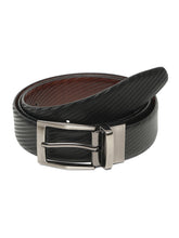 Load image into Gallery viewer, Men's Diagonal Texture Black &amp; Brown Reversiable Belt
