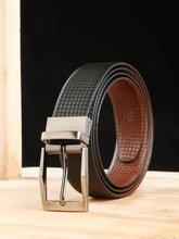 Load image into Gallery viewer, Men's Classic Texture Finish Black &amp; Brown Leather Reversiable Belt
