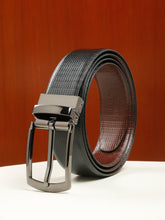 Load image into Gallery viewer, Men's Texture Black &amp; Brown Leather Reversiable Belt
