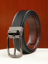 Load image into Gallery viewer, Men's Diagonal Texture Black &amp; Brown Reversiable Belt
