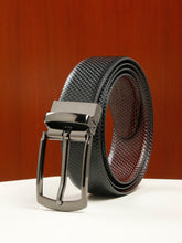 Load image into Gallery viewer, Men's Texture Black &amp; Brown Leather Reversiable Belt
