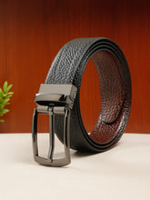 Load image into Gallery viewer, Men's Texture Finish Black &amp; Brown Leather Reversiable Belt
