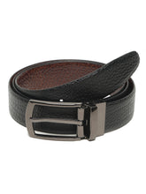 Load image into Gallery viewer, Men's Texture Finish Black &amp; Brown Leather Reversiable Belt
