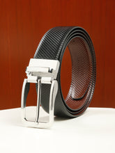 Load image into Gallery viewer, Men&#39;s Texture Black &amp; Brown Leather Reversiable Belt
