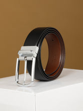 Load image into Gallery viewer, Men&#39;s Black &amp; Brown Texture and patterned Reversible Leather Belt
