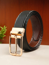 Load image into Gallery viewer, Men's Diagonal Texture Black &amp; Brown Reversiable Belt
