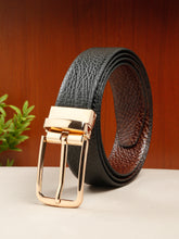 Load image into Gallery viewer, Men&#39;s Texture Finish Black &amp; Brown Leather Reversiable Belt
