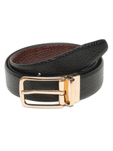 Load image into Gallery viewer, Men&#39;s Texture Finish Black &amp; Brown Leather Reversiable Belt
