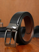 Load image into Gallery viewer, Men&#39;s Texture Formal Reversiable Black &amp; Brown Leather Belt
