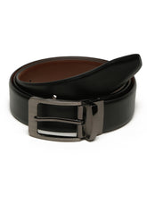 Load image into Gallery viewer, Men&#39;s Texture Formal Reversiable Black &amp; Brown Leather Belt
