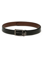 Load image into Gallery viewer, Men&#39;s Texture Formal Reversiable Black &amp; Brown Leather Belt
