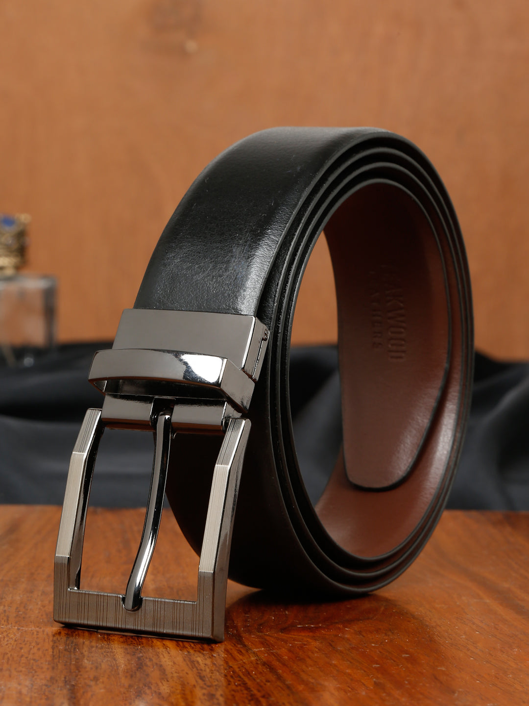 black leather designer belt