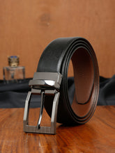 Load image into Gallery viewer, Men&#39;s Texture Formal Reversiable Black &amp; Brown Leather Belt
