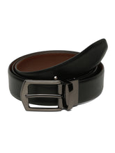 Load image into Gallery viewer, Men&#39;s Texture Formal Reversiable Black &amp; Brown Leather Belt
